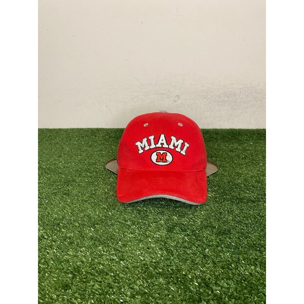Miami Redhawks hat cap strap back red white football adjustable NCAA mens